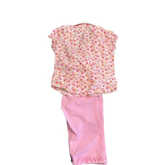 VTG Y2K OshKosh B'gosh Girls Floral Button Up Shirt & Pink Capris Outfit Size 6 - Picture 5 of 11
